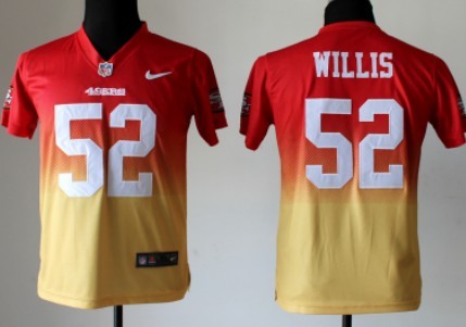 Nike San Francisco 49ers #52 Patrick Willis Red/Gold Fadeaway Kids Jersey 