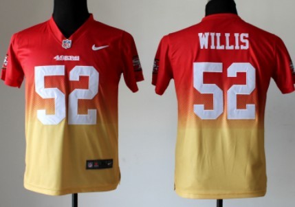Nike San Francisco 49ers #52 Patrick Willis Red/Gold Fadeaway Kids Jersey