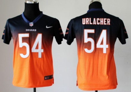 Nike Chicago Bears #54 Brian Urlacher Blue/Orange Fadeaway Kids Jersey 