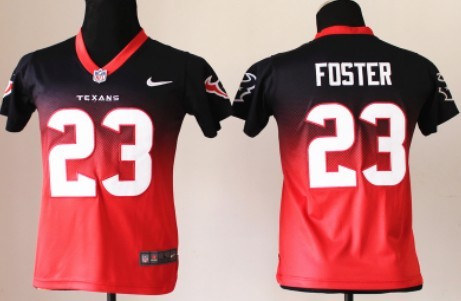 Nike Houston Texans #23 Arian Foster Blue/Red Fadeaway Kids Jersey 