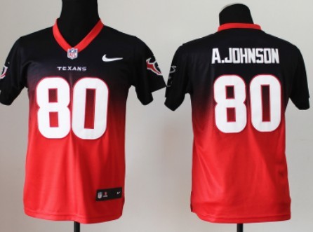 Nike Houston Texans #80 Andre Johnson Blue/Red Fadeaway Kids Jersey 