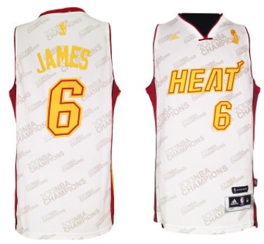 Miami Heat #6 LeBron James Revolution 30 Swingman White With Gold Jersey