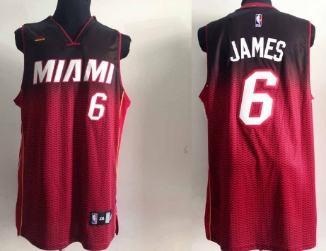 Miami Heat #6 LeBron James Black/Red Resonate Fashion Jersey