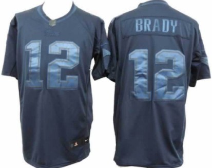 Nike New England Patriots #12 Tom Brady Drenched Limited Blue Jersey
