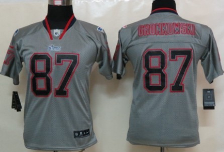 Nike New England Patriots #87 Rob Gronkowski Lights Out Gray Kids Jersey 