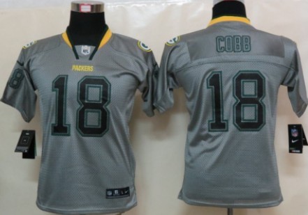 Nike Green Bay Packers #18 Randall Cobb Lights Out Gray Kids Jersey 