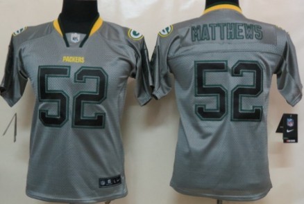 Nike Green Bay Packers #52 Clay Matthews Lights Out Gray Kids Jersey 