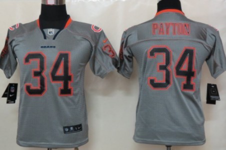 Nike Chicago Bears #34 Walter Payton Lights Out Gray Kids Jersey 