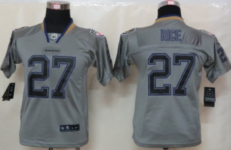 Nike Baltimore Ravens #27 Ray Rice Lights Out Gray Kids Jersey 