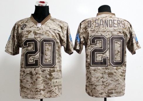 Nike Detroit Lions #20 Barry Sanders 2013 USMC Camo Elite Jersey