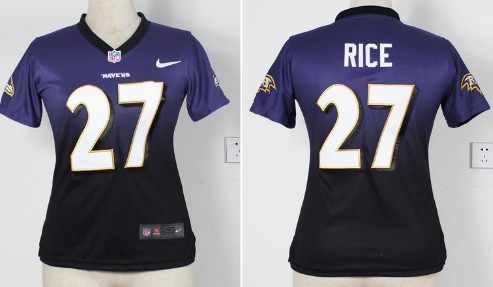 Nike Baltimore Ravens #27 Ray Rice Purple/Black Fadeaway Womens Jersey 