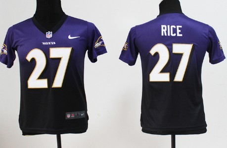 Nike Baltimore Ravens #27 Ray Rice Purple/Black Fadeaway Kids Jersey 