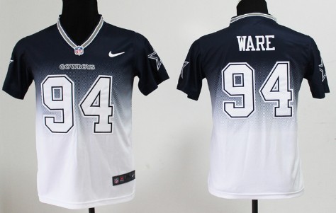 Nike Dallas Cowboys #94 DeMarcus Ware Blue/White Fadeaway Kids Jersey
