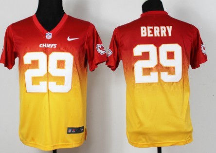 Nike Kansas City Chiefs #29 Eric Berry Red/Yellow Fadeaway Kids Jersey 