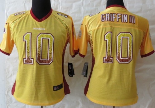 Nike Washington Redskins #10 Robert Griffin III Drift Fashion Gold Womens Jersey 