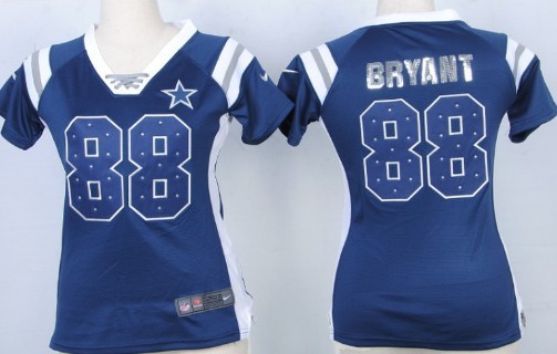 Nike Dallas Cowboys #88 Dez Bryant Drilling Sequins Blue Womens Jersey