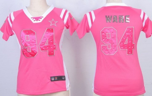 Nike Dallas Cowboys #94 DeMarcus Ware Drilling Sequins Pink Womens Jersey