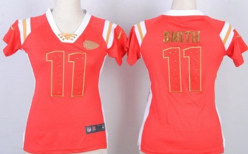 Nike Kansas City Chiefs #11 Alex Smith Drilling Sequins Red Womens Jersey