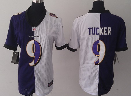 Nike Baltimore Ravens #9 Justin Tucker Purple/White Two Tone Womens Jersey 