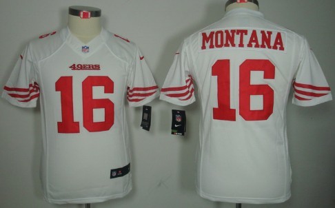 Nike San Francisco 49ers #16 Joe Montana White Limited Kids Jersey 