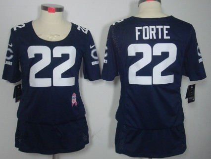 Nike Chicago Bears #22 Matt Forte Breast Cancer Awareness Navy Blue Womens Jersey 