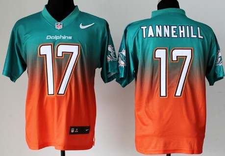 Nike Miami Dolphins #17 Ryan Tannehill Green/Orange Fadeaway Elite Jersey 