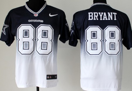 Nike Dallas Cowboys #88 Dez Bryant Blue/White Fadeaway Elite Jersey 