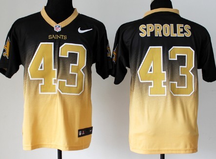 Nike New Orleans Saints #43 Darren Sproles Black/Gold Fadeaway Elite Jersey