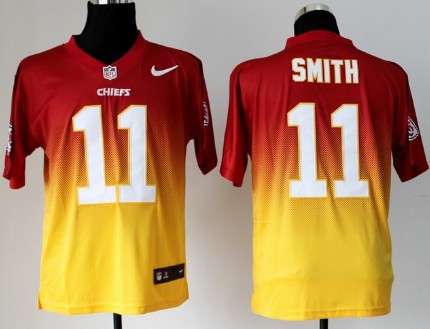 Nike Kansas City Chiefs #11 Alex Smith Red/Yellow Fadeaway Elite Jersey 