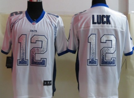 Nike Indianapolis Colts #12 Andrew Luck Drift Fashion White Elite Jersey 