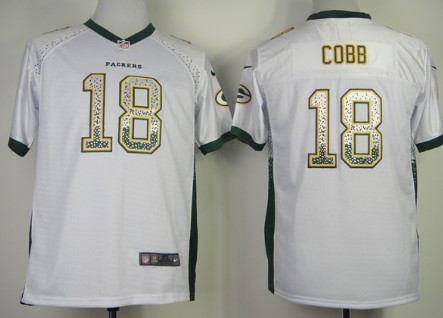 Nike Green Bay Packers #18 Randall Cobb Drift Fashion White Kids Jersey 