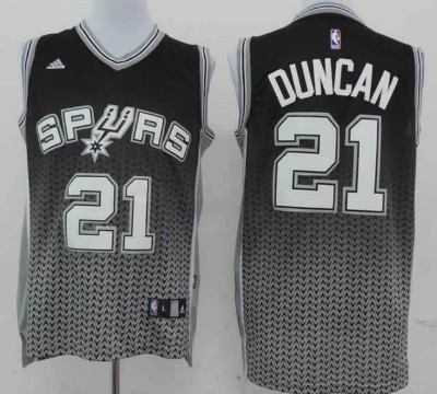 San Antonio Spurs #21 Tim Duncan Black/White Resonate Fashion Jersey