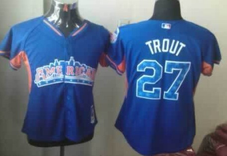 LA Angels of Anaheim #27 Mike Trout 2013 All-Star Blue Womens Jersey 