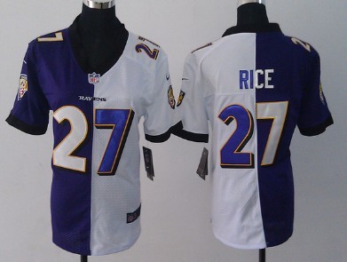 Nike Baltimore Ravens #27 Ray Rice Purple/White Two Tone Womens Jersey 
