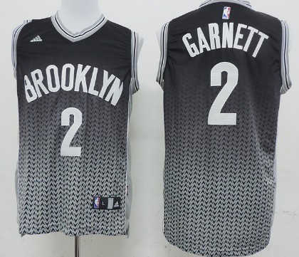 Brooklyn Nets #2 Kevin Garnett Black/White Resonate Fashion Jersey