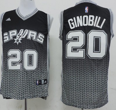 San Antonio Spurs #20 Manu Ginobili Black/White Resonate Fashion Jersey
