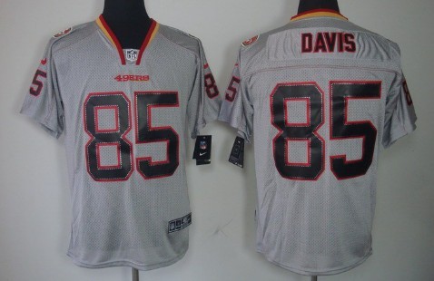 Nike San Francisco 49ers #85 Vernon Davis Lights Out Gray Elite Jersey 