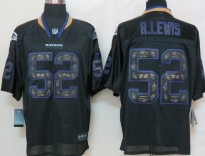 Nike Baltimore Ravens #52 Ray Lewis Lights Out Black Ornamented Elite Jersey 