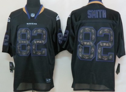 Nike Baltimore Ravens #82 Torrey Smith Lights Out Black Ornamented Elite Jersey 