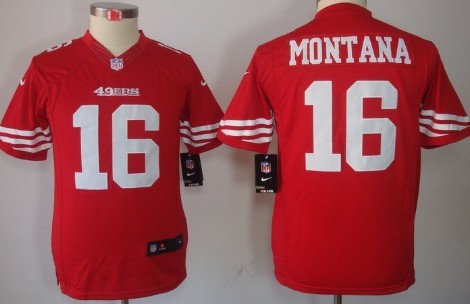 Nike San Francisco 49ers #16 Joe Montana Red Limited Kids Jersey 