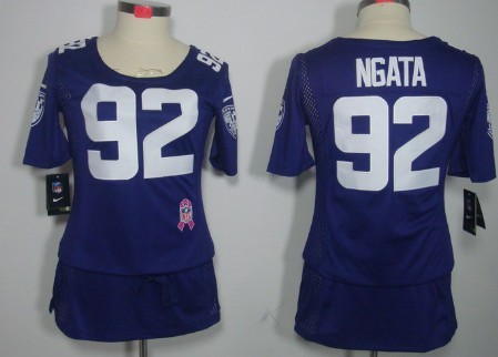 Nike Baltimore Ravens #92 Haloti Ngata Breast Cancer Awareness Purple Womens Jersey 