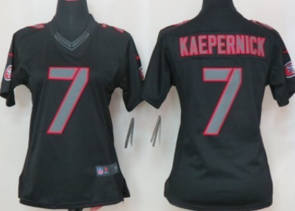 Nike San Francisco 49ers #7 Colin Kaepernick Black Impact Limited Womens Jersey 