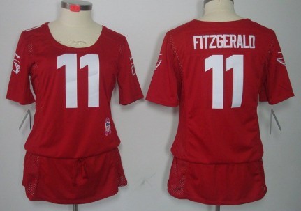Nike Arizona Cardinals #11 Larry Fitzgerald Breast Cancer Awareness Red Womens Jersey 