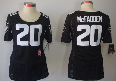Nike Oakland Raiders #20 Darren McFadden Breast Cancer Awareness Black Womens Jersey 