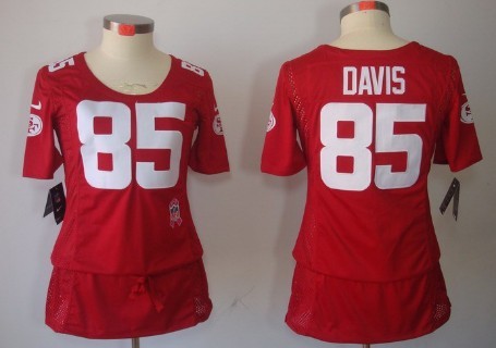Nike San Francisco 49ers #85 Vernon Davis Breast Cancer Awareness Red Womens Jersey
