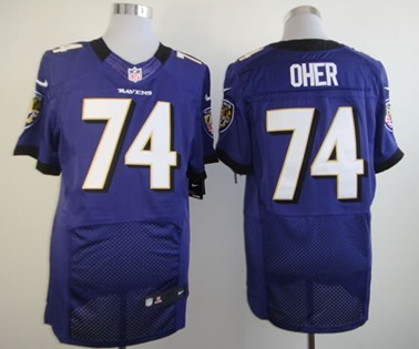 Nike Baltimore Ravens #74 Michael Oher Purple Elite Jersey 