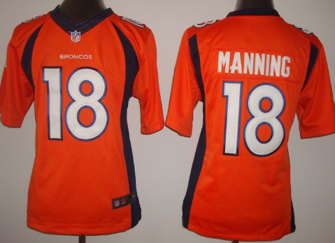 Nike Denver Broncos #18 Peyton Manning 2013 Orange Limited Kids Jersey 