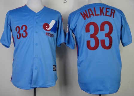 Montreal Expos #33 Larry Walker Blue Throwback Jersey 
