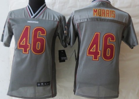Nike Washington Redskins #46 Alfred Morris 2013 Gray Vapor Kids Jersey 