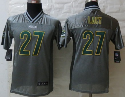 Nike Green Bay Packers #27 Eddie Lacy 2013 Gray Vapor Kids Jersey